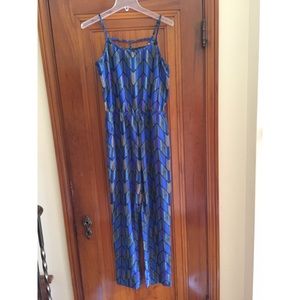 Tribal Printed Blue Jumpsuit